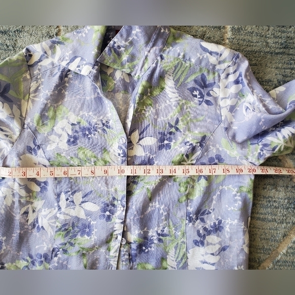 2/$35 Sale JM Colection 100% Linen Jacket-Blouse Lilac Print Size 12 Like New - Picture 10 of 12
